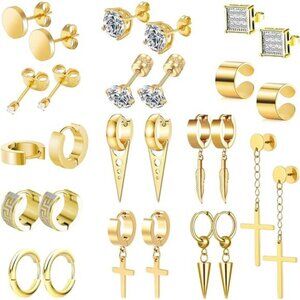 14 Pairs Stud Earrings for Men